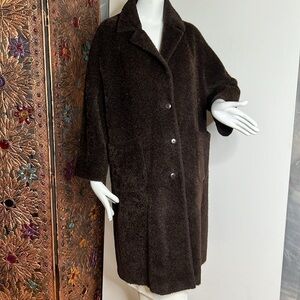 MaxMara Sz 8 Brown Pointed Collar Patch Pockets Button Closure